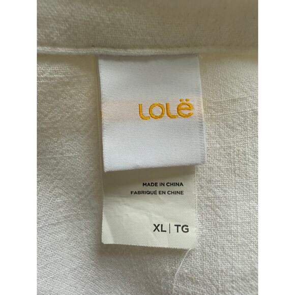 Lole Pearse Long-Sleeve Linen Blend Dress Womens XL in White - Picture 8 of 10